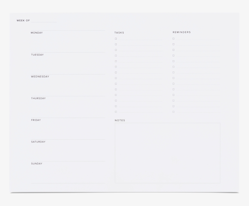 Paper Goods Weekly Task Pad V=1528192138 - Document, transparent png download