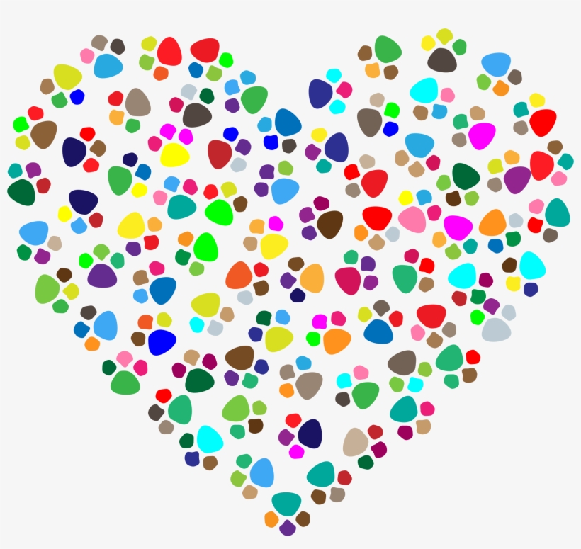 Prismatic Paw Prints Heart 2 Jpg Freeuse - Clip Art Colorful Heart, transparent png download