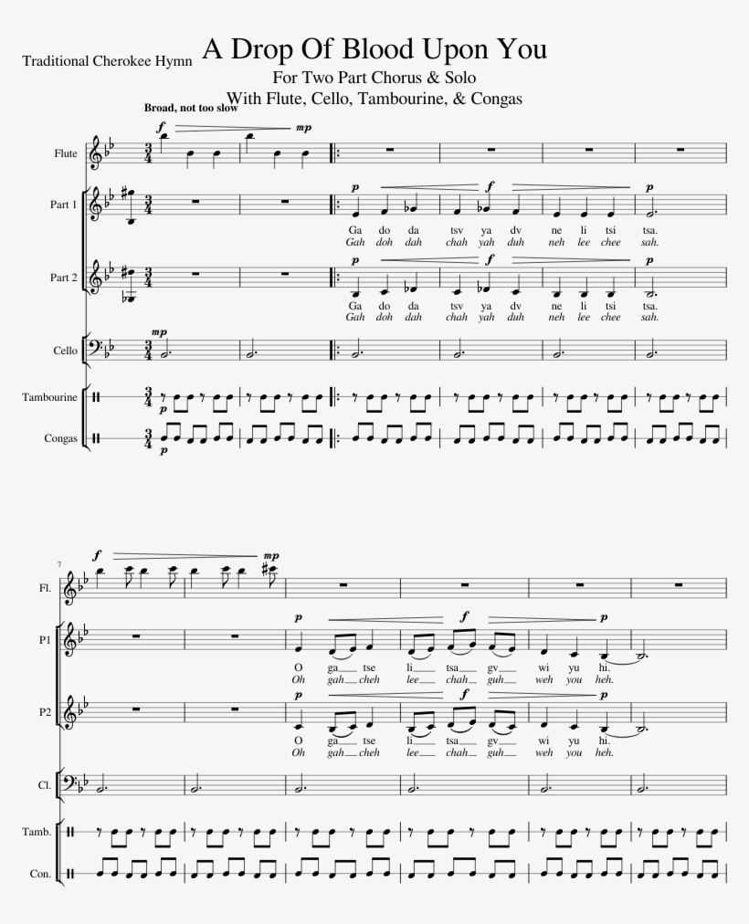 A Drop Of Blood Upon You Sheet Music For Flute, Voice, - Sheet Music, transparent png download
