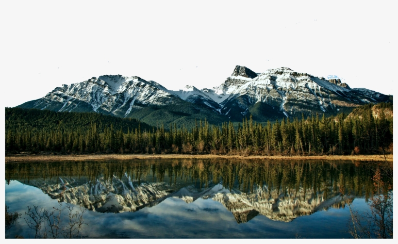Icy Mountains, Green Vegetation And A Lake - Alberta Mountains, transparent png download