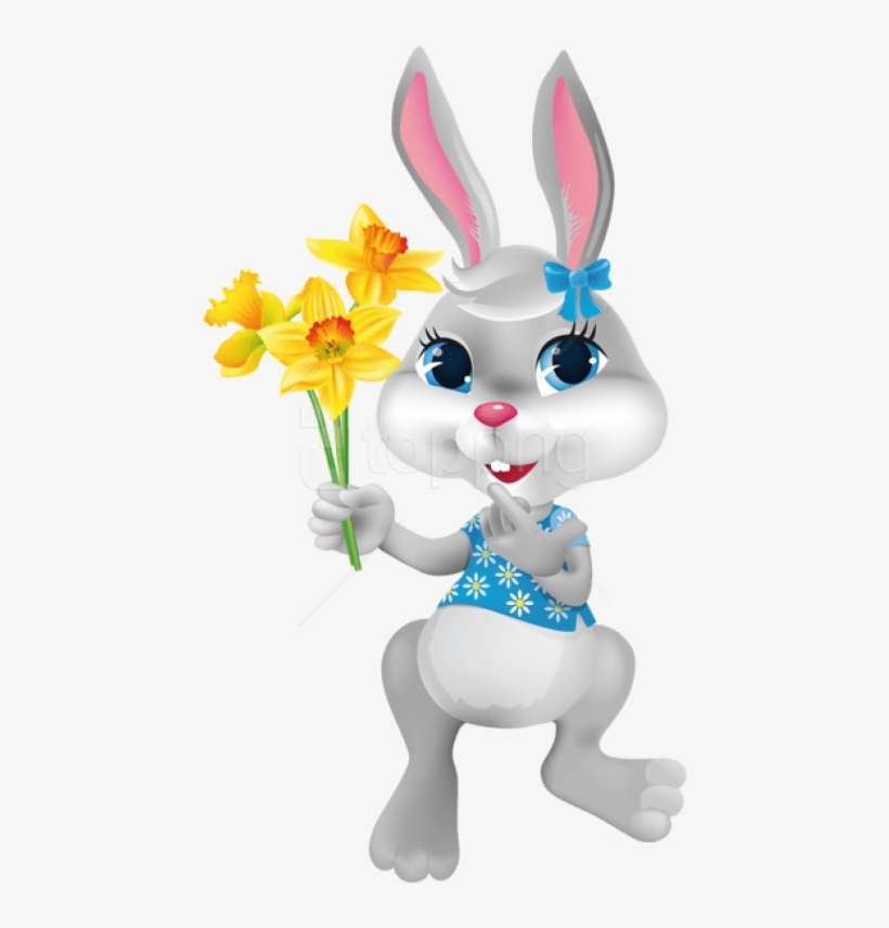 Free Png Easter Bunny With Daffodilspicture Png Images - Happy Easter Crafts Clipart, transparent png download