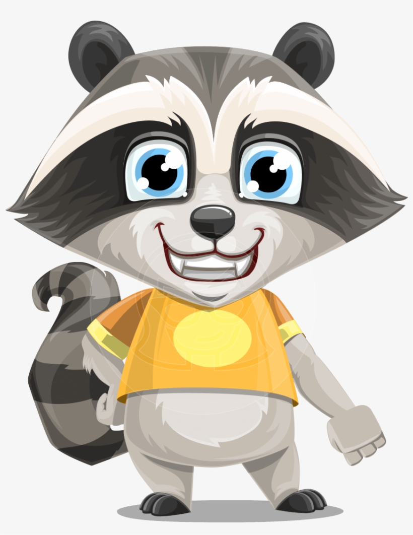 Baby Raccoon Cartoon Vector Character Aka Roony - Raccoon Cartoon Character, transparent png download
