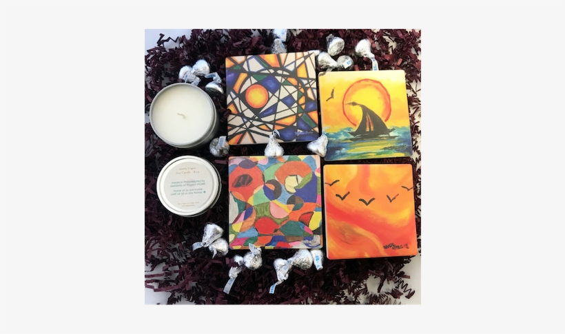 It Is Filled With Coasters, A Luxrious Soy Candle And - Patchwork, transparent png download