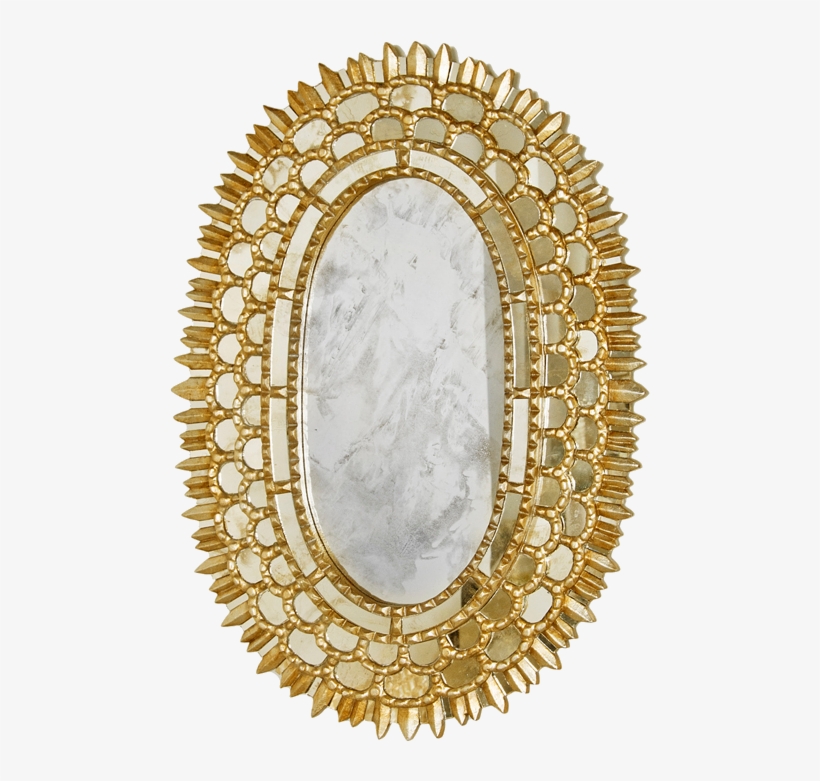 Worlds Away Carmelita Gold Leaf Oval Mirror - Mirror, transparent png download
