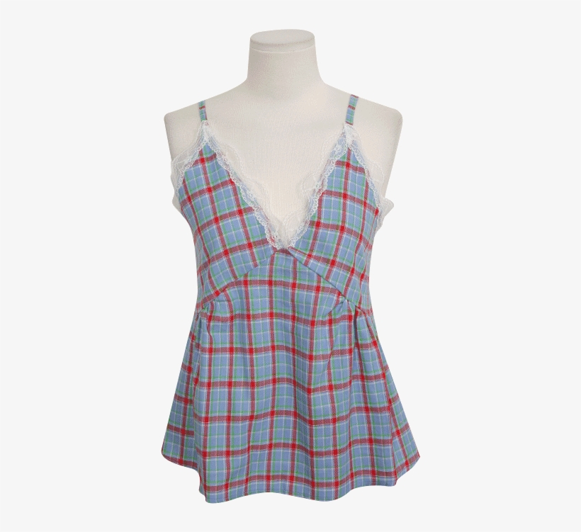 Lace Trim Check Cami Top - Plaid, transparent png download