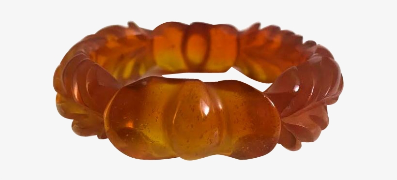 Bakelite Bangle Bracelet Carved With Gold Dust - Bracelet, transparent png download