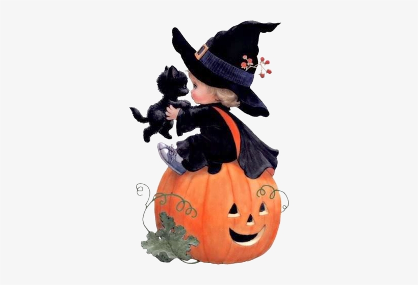Little Witch Black Cat And Happy Jackolantern - Best Gift - Halloween Pumpkins Baby Hoodie/t-shirt/mug, transparent png download