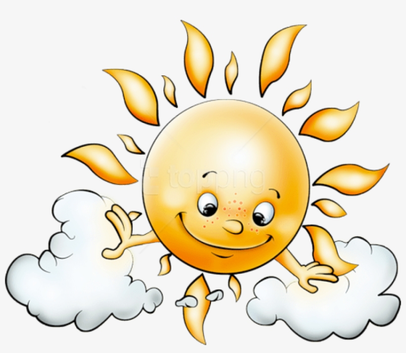 Sun With Clouds Free Png Picture Clipart - Good Morning Sun Png, transparent png download