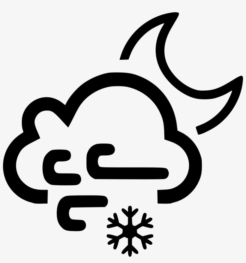 Cloud Wind Windy Moon Night Snow Snowing Comments - Wind And Snow Icon, transparent png download