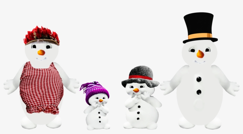 Snow Man, Family, Parents, Children, Winter, Png - Snowman, transparent png download
