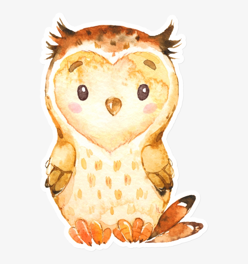 Sticker That Kick Ass Watercolor Owl - Watercolor Painting, transparent png download