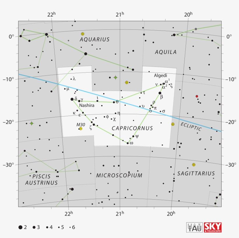 Map Of The Capricorn Constellation - Messier 30 In Constellation, transparent png download