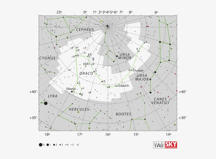 Draco The Dragon - Draco Constellation Star Map, transparent png download