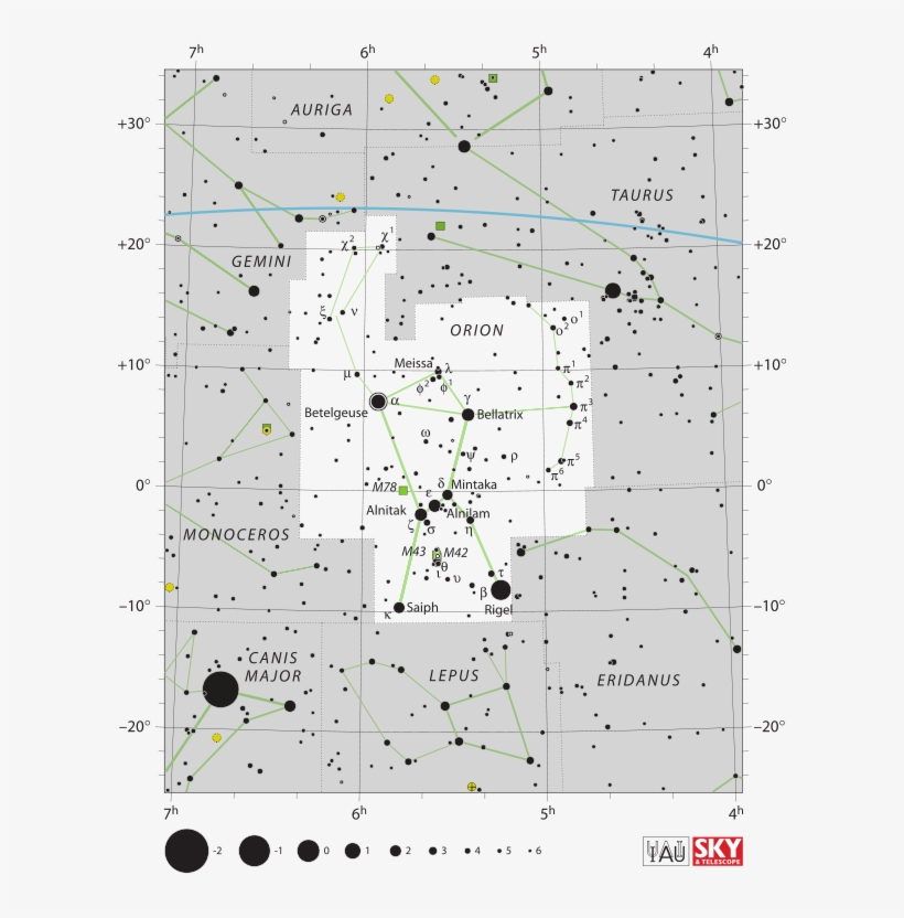 The Constellation Orion Is One Of The Most Recognizable - Horsehead Nebula Star Chart, transparent png download
