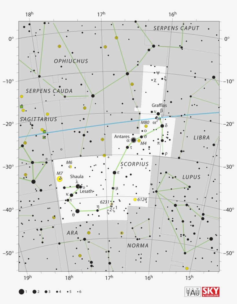Map Of The Scorpius Constellation - Ara Constellation Main Stars, transparent png download