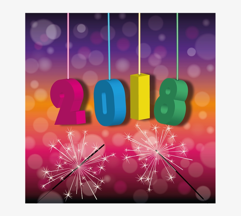 New Year's Day,2018,sparklers,new Year's Eve,turn Of - New Year, transparent png download