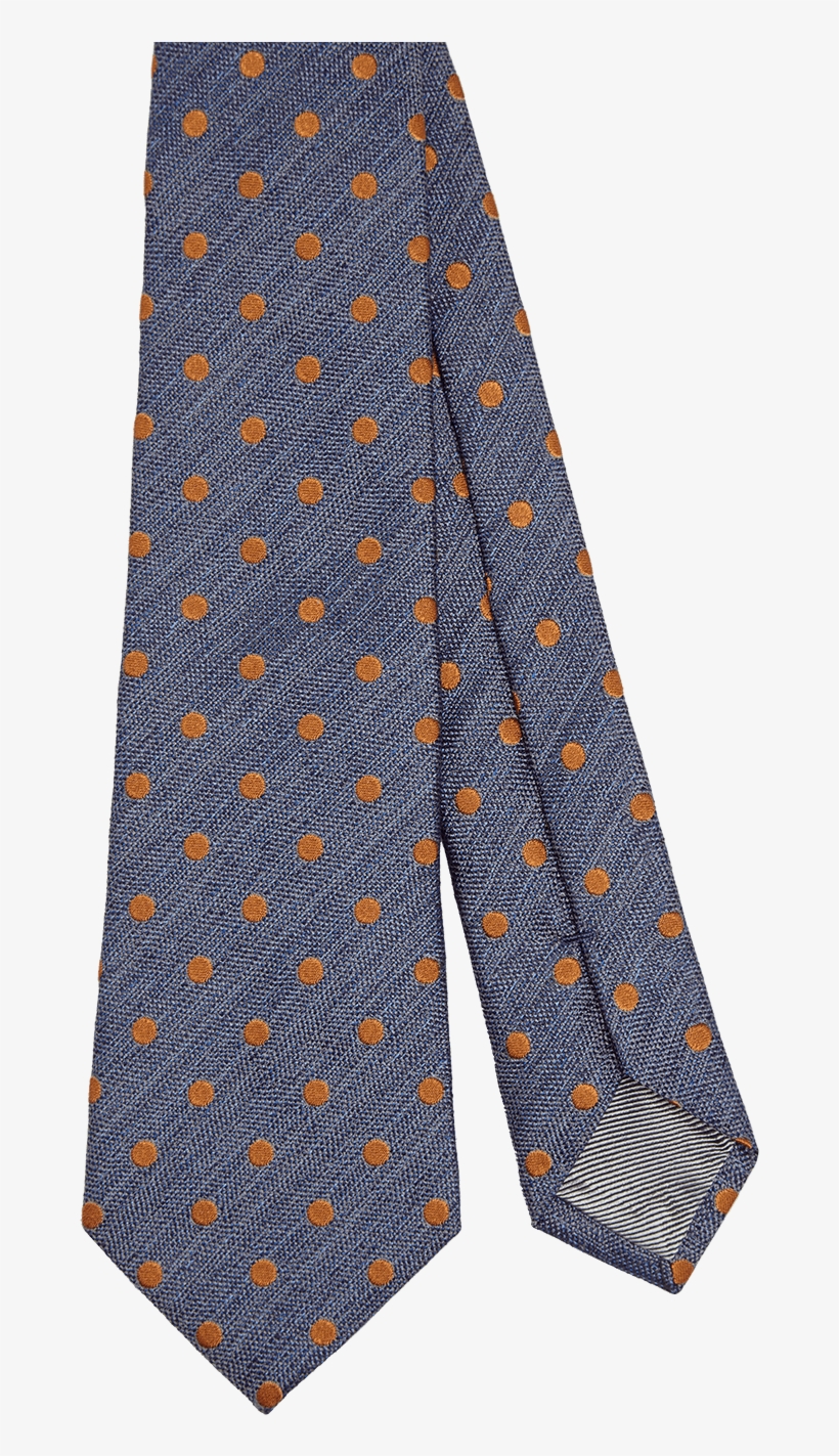Dark Azure Silk Tie With Mustard Polka Dots Fw18 Collection, - Necktie, transparent png download