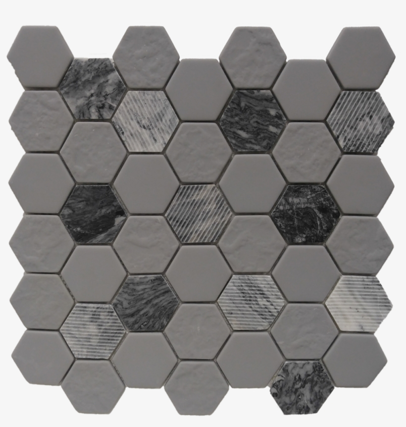 Gray Granite Hexagon Pattern Natural Stone Mosaic Tile - Mosaic, transparent png download