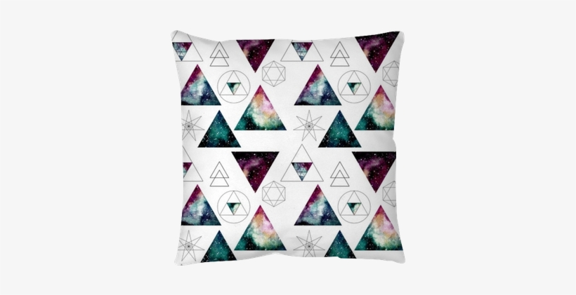 Pattern With Watercolor Nebula In Triangles And Sacred - Geometry, transparent png download