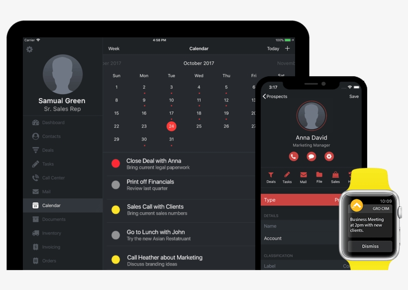 Gro Crm Calendar, Notifications And Apple Watch - Smartphone, transparent png download