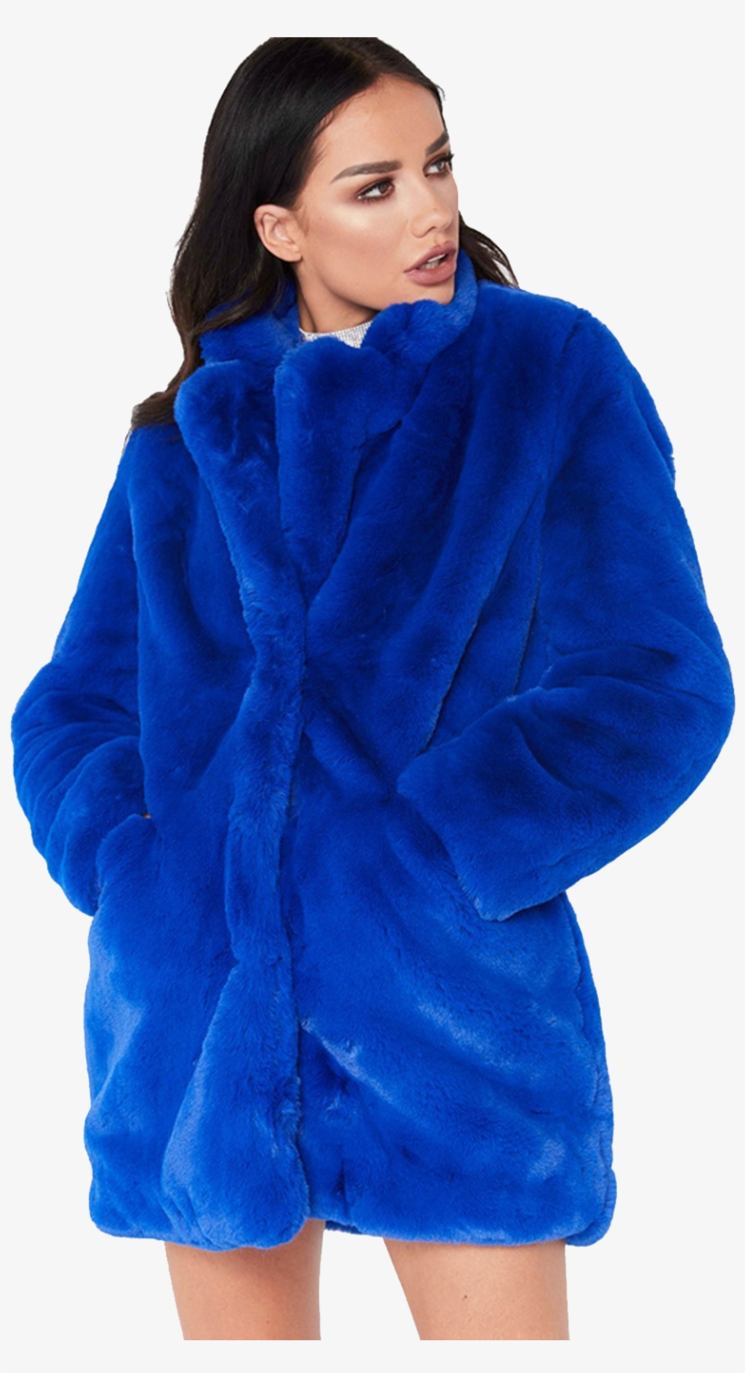 blue fur long coat