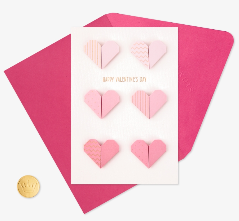 Folded Hearts Valentine's Day Card For Anyone - Heart, transparent png download