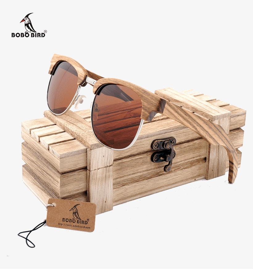 Bobo Bird Vintage Club Semi-rimless Wood Sunglasses - Lunettes Bois, transparent png download