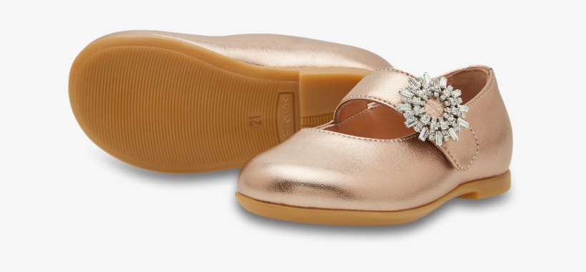 Metallic Copper Crystal Blossom Baby Ballet Shoes - Sandal, transparent png download