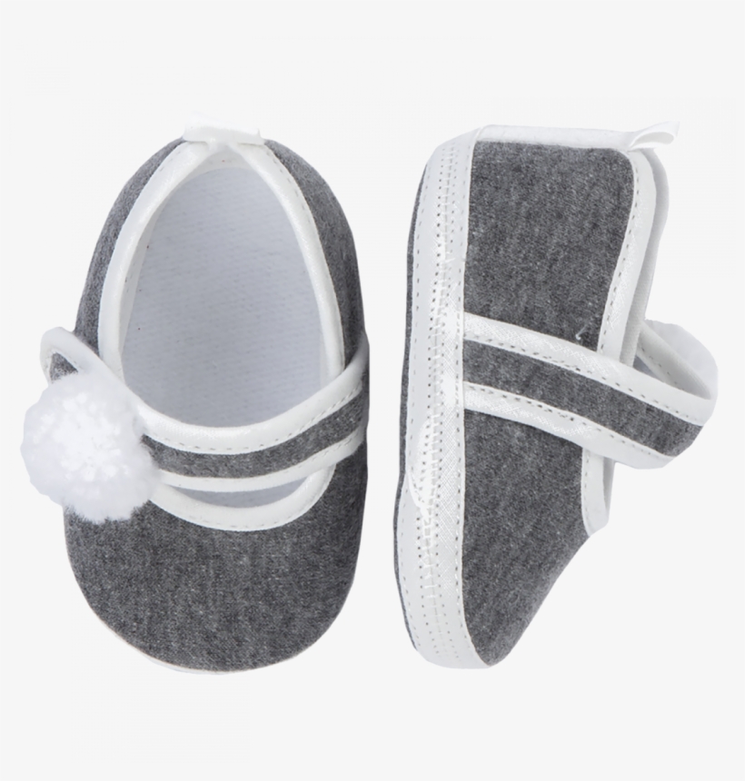 Grey Ballet Shoes In Cotton With Pom-pom - Slip-on Shoe, transparent png download