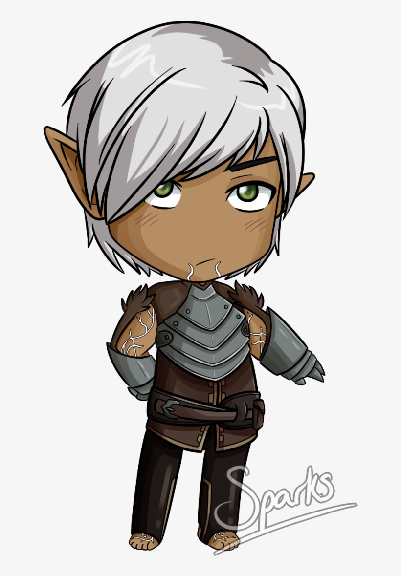 “tiny Transparent Broody Elf Fenris For Your Blog Available - Fenris Dragon Age Chibi, transparent png download