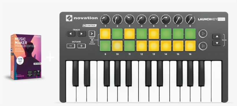16 Multicolored Pads - Novation Minikey, transparent png download