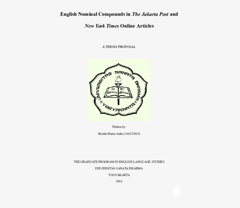 English Nominal Compounds In The Jakarta Post And New - Sanata Dharma University, transparent png download