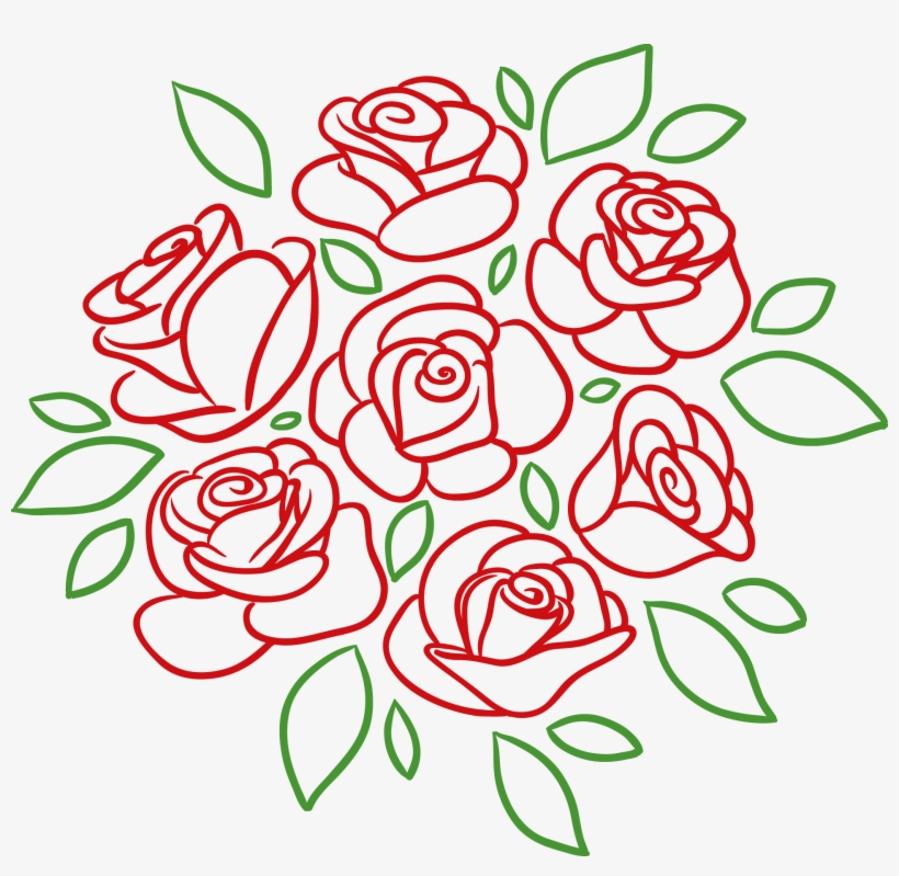 1923 X 1782 10 - Roses Bouquet Drawing Png, transparent png download