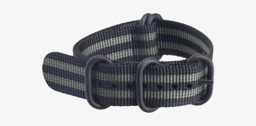 Black Grey Nylon Watch Strap Pvd Ring 18 20 22 24mm - Belt, transparent png download
