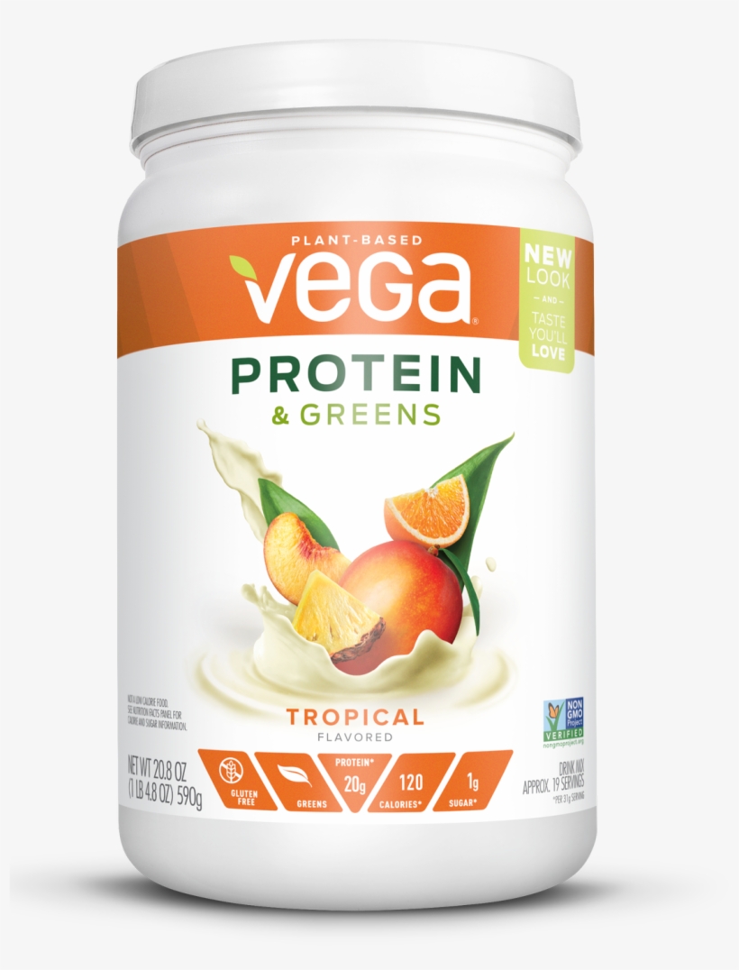 Vega Plant Protein & Greens Powder, Vanilla, 20g Protein, - Vega Protein And Greens, transparent png download