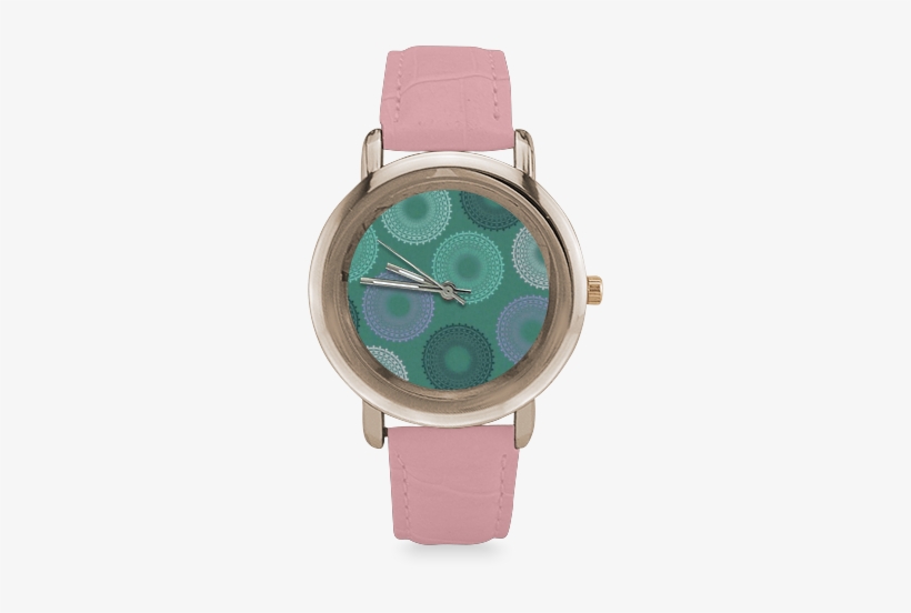Teal Sea Foam Green Lace Doily Women's Rose Gold Leather - Watch, transparent png download