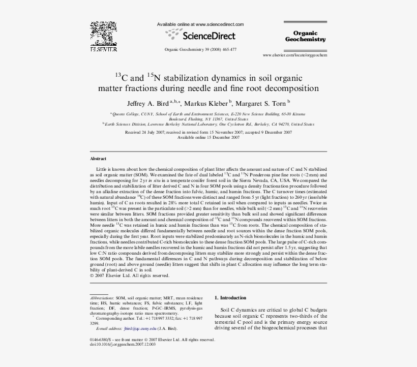 13c And 15n Stabilization Dynamics In Soil Organic - Your Neighbourhood Is My Neighbourhood, transparent png download