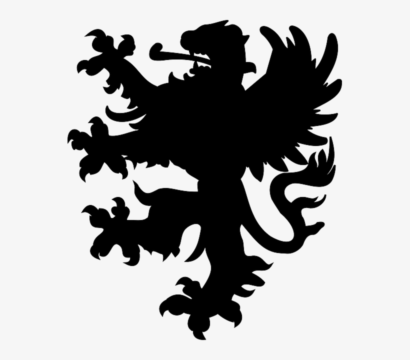 Lion, Winged, Heraldic Animal, Silhouette, Claws - Fc Giessen, transparent png download