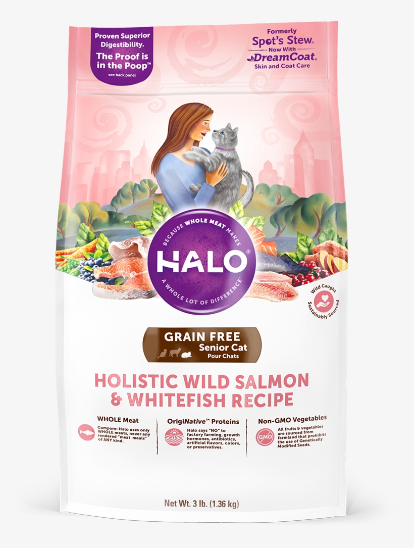Halo Holistic Grain Free Wild Salmon And Whitefish - Halo Indoor Cat Food, transparent png download