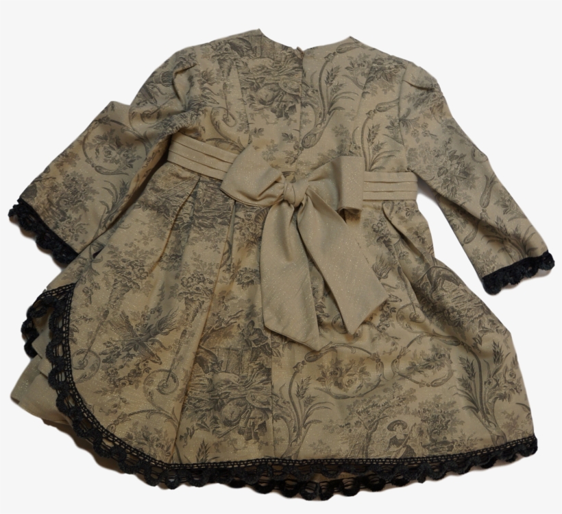 Miranda Beige & Grey Dress With Vintage Pattern - Ruffle, transparent png download