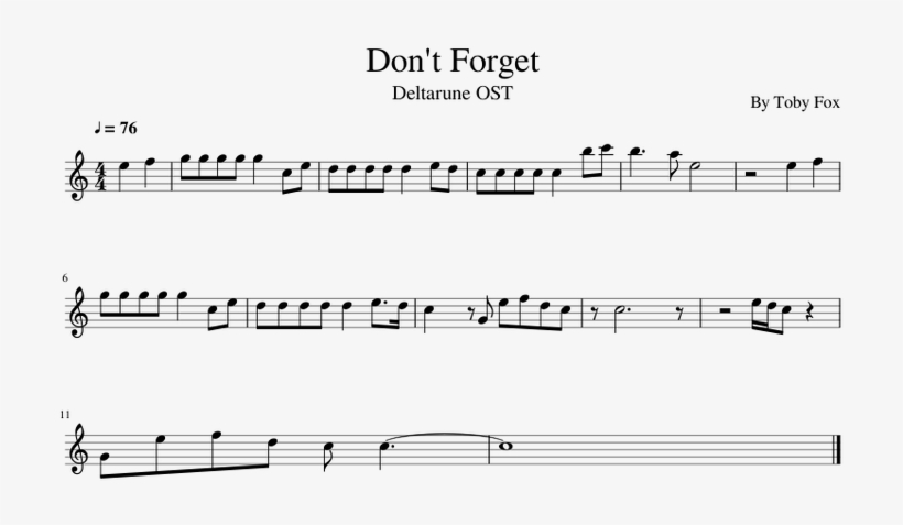 Don't Forget - Go Big Green Flute Sheet Music, transparent png download