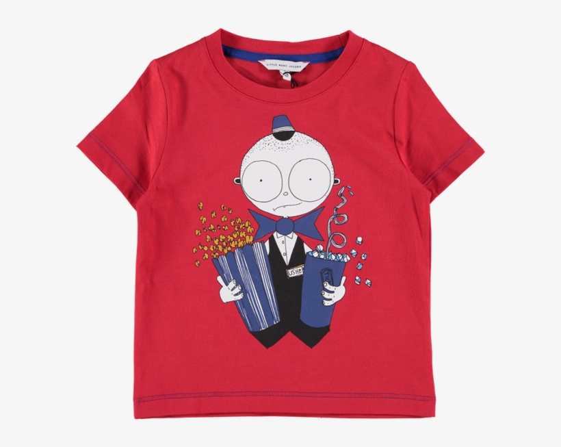 Picture Of Cinema Usher Print T-shirt Red & Multi - Cartoon, transparent png download