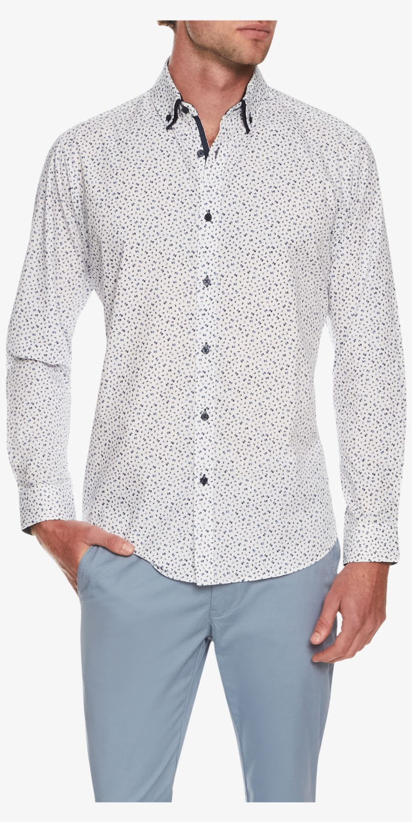 Navy Cali Floral Print Shirt - Man, transparent png download