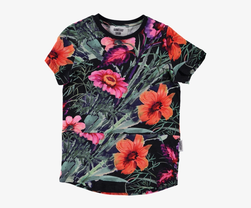Picture Of "jamaica" Floral Print T-shirt Black Multi - Boy Floral T Shirt, transparent png download
