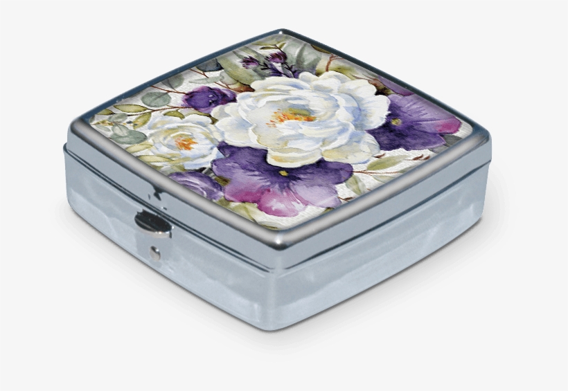 Purple Bouquet Pillbox - Rose, transparent png download