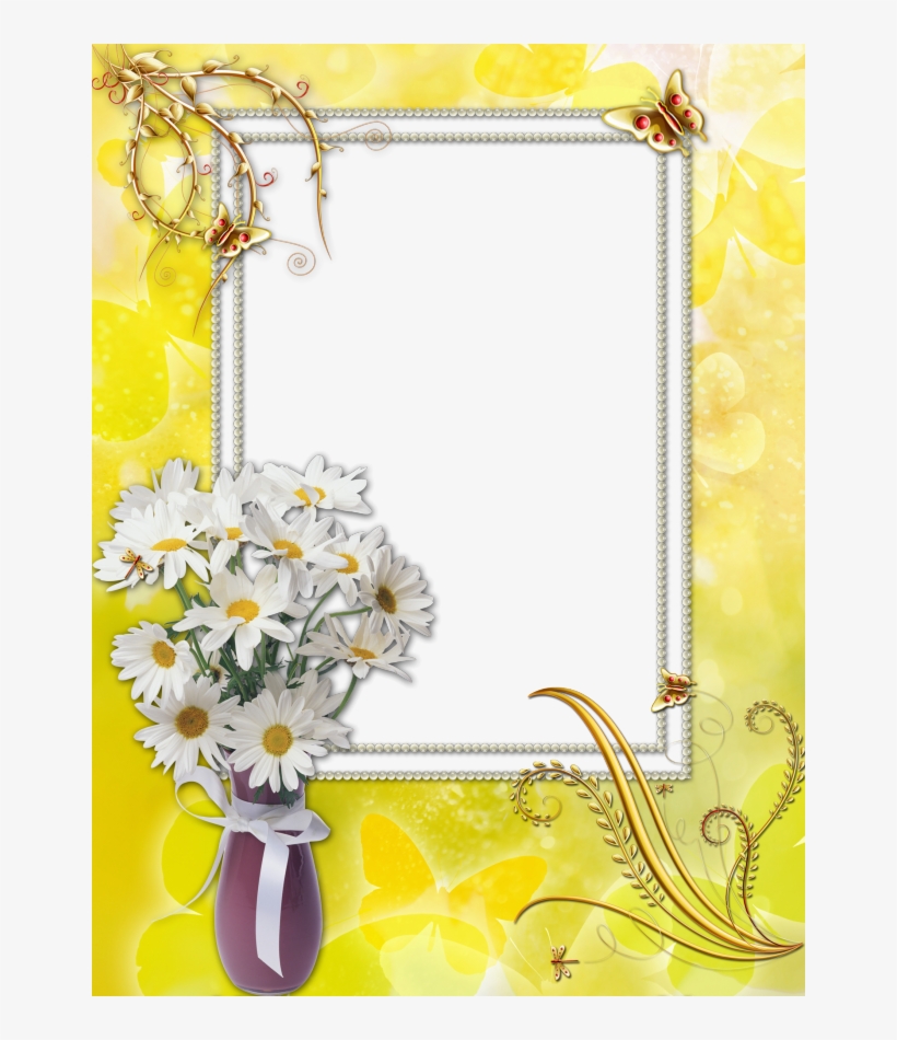 Moldura Para Fotos De Flores - Moldura Amarela Flores, transparent png download