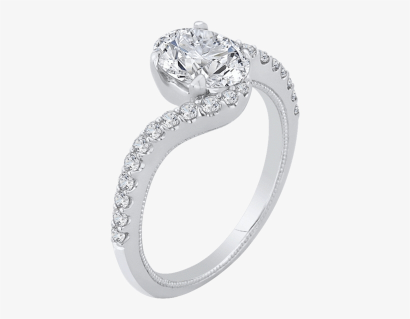 14k White Gold Oval Cut Diamond Promise Engagement - Engagement Ring, transparent png download
