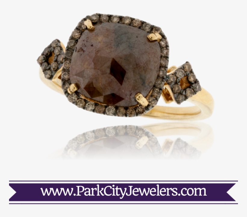 Rough Brown Diamond And Brown Accent Diamond Ring - Engagement Ring Colored Stone Gold, transparent png download