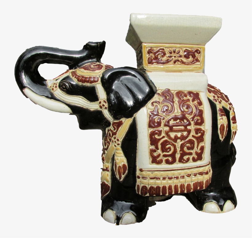 Decorated Ceramic Elephant - Porcelana De La India, transparent png download