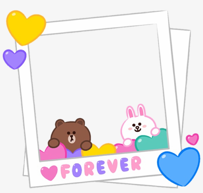 #cute #line #cony #brown #love #frame #polaroid - Cony And Brown Love, transparent png download